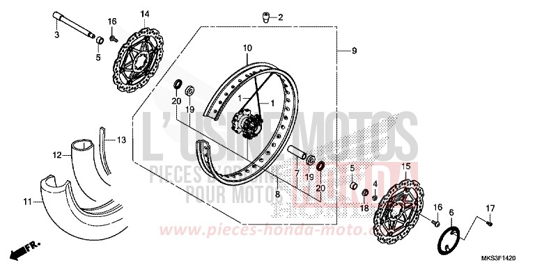 ROUE AVANT (1) de Africa Twin DCT GRAND PRIX RED (R380B) 2020